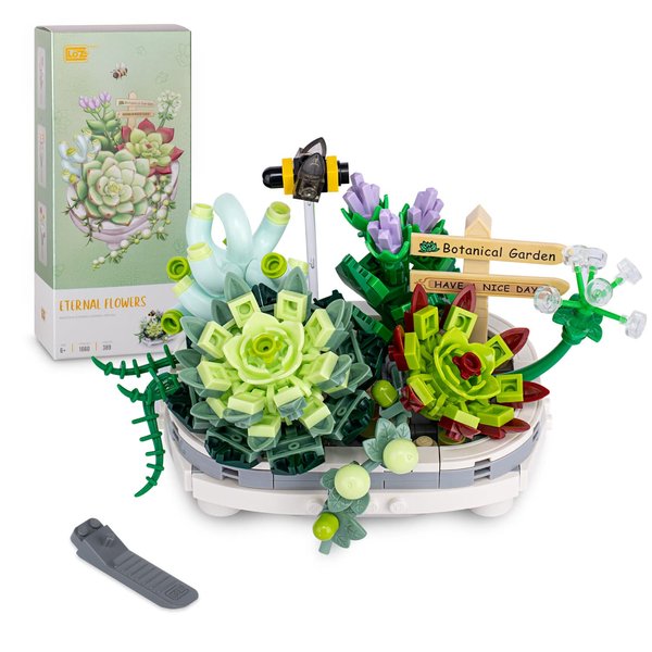 YUIXLIN Mini Succulents Bonsai Flowers Building Kit, Creative Botanical Collection Building Blocks, Brilliant Plant Decoration Valentine Children Day's Gift for Adults, Girls, Kids