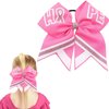Totelux Breast Cancer Cheer Bows Hair Ties Pink Ribbon Hair Rubber Band Ponytail Holder Glitter Elastic Hair Bow Ties for Women Breast Cancer Awareness Hair Accessories