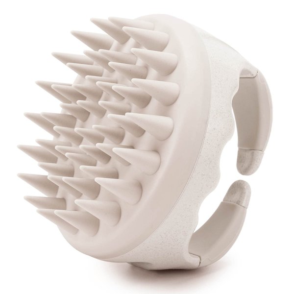 Hair Scalp Massager Shampoo Brush Hair Scrubber Scalp Shampoo Brushes Hair Washing Brush Silicone Scalp Exfoliator for Dandruff Removal- Beige