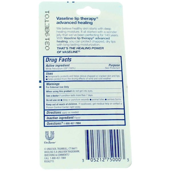 Vaseline Lip Therapy Advanced Healing 0.35 oz (Pack of 18)