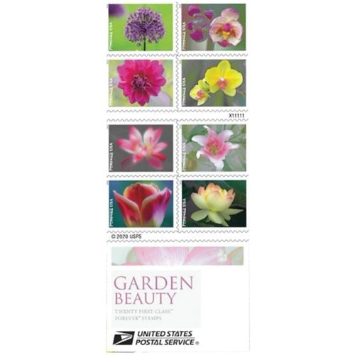 USPS Garden Beauty Forever Postage Stamps Book of 20 self-stick First Class Wedding Celebration Anniversary Flower Party (20 Stamps)
