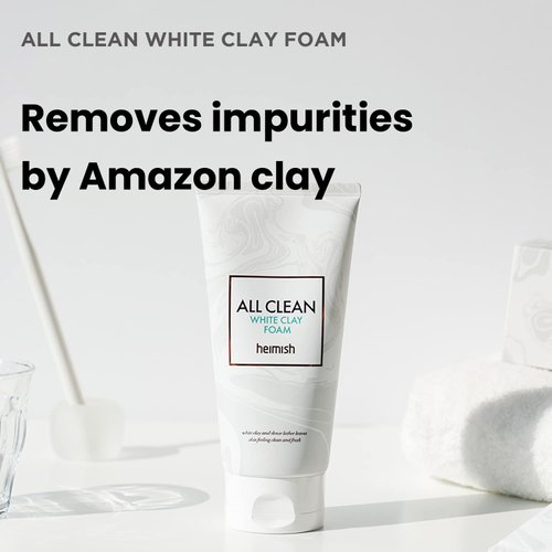 heimish All Clean White Clay Foam 5.3oz /150g | Wash & Exfoliating Facial Cleanser | Daily Care Cleansing Face wash, Sebum control, Acne treatment, Wash for Deep pore cleansing