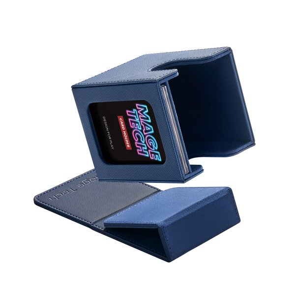 Mage Tech Commander Deck Box Lite - Card Display with Snap Card Holder & Removable Cover, Fits 100+ Single-Sleeved Cards, Ideal for MTG, PTCG, OPCG, SWU & More (Blue)
