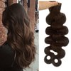 Samvida Tape Hair Extensions #2 Dark Brown Human Hair Seamless Tape in Body Wave Extensions 60grams 20pcs/pack 22" Soft Wavy Dark Brown Real Hair Glue in Extensions…