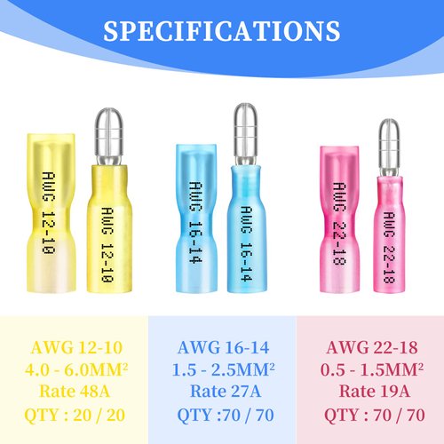 Qibaok 320PCS Heat Shrink Bullet Connectors Kit Female & Male Bullet Butt Terminals Insulated Waterproof Electrical Marine Crimp Automotive Connectors