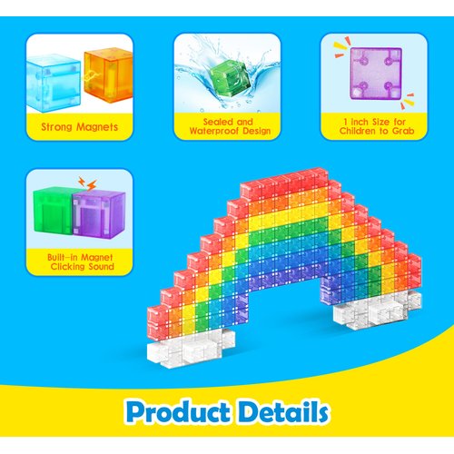 XDUOYJOY 48PCS Magnetic Blocks, Magnet Building Blocks for Toddlers, Preschool STEM Construction Kit, Sensory Montessori Building Toys for Boys Girls 3+