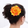 Frcolor Artificial Big Rose Flower Hairpin Hair Clips Flower Brooch for Women Party (Orange)