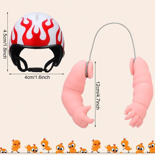 Gejoy 2 Pieces Chicken Toys Include Chicken Doll Arms and Chicken Helmet Pet Safety Helmet for Chickens Hens Cocks