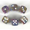 Carousel Festive with White Pips 16mm D6 Dice Set of 6 Wondertrail WCX27640E6