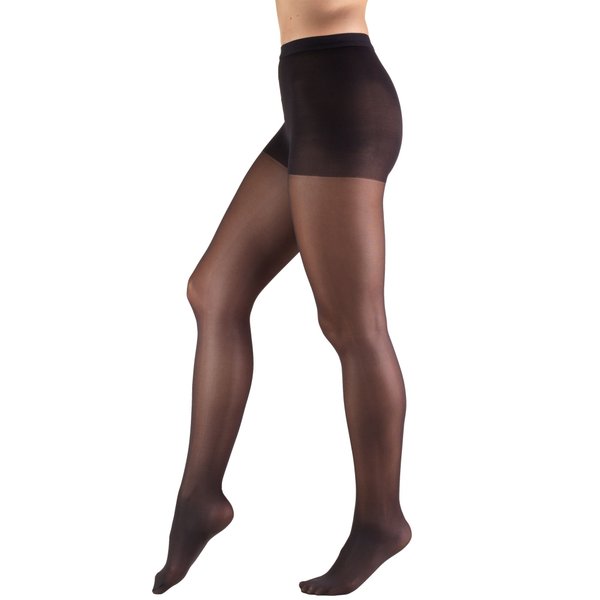 Truform Sheer Compression Pantyhose, 8-15 mmHg, Women's Shaping Tights, 20 Denier, Black, Petite