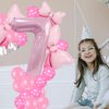 Pink Birthday Balloons Pink Bow Balloons 40 Inch Number Balloons Set for Pink Birthday Decorations 7 Year Old Girl Birthday Party Decoration Balloon Aluminum Film Balloon