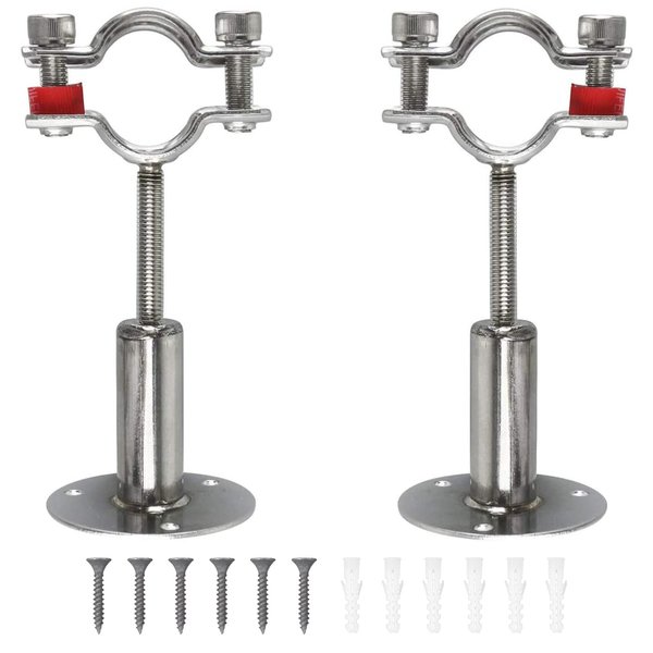 Eyourlife 2 PCS Stainless Steel Ceiling Pipe Bracket, Wall Mount Ceiling Pipe Support, Adjustable Pipe Support Clamp Pipe Straps with Screws, Fit for Dia 32mm 1 inch Pipe