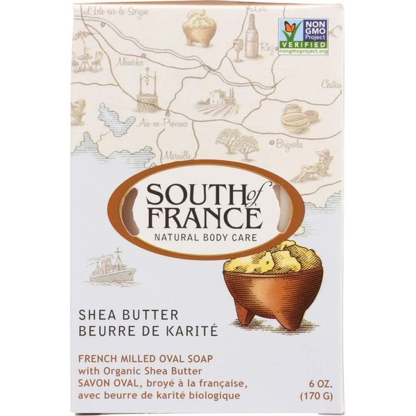 Shea Butter Clean Bar Soap by South of France Clean Body Care | Triple-Milled French Soap with Organic Shea Butter + Essential Oils | Vegan, Non-GMO Body Soap | 6 oz Bar ? 4 Pack