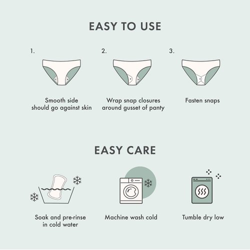 Rael Reusable Pads Menstrual, Organic Cotton Cover Pads - Postpartum Essential, Regular Absorbency, Thin Cloth Pads, Leak Free, Washing Machine Safe, Menstrual Pads with Wings (3 Count, Petite)