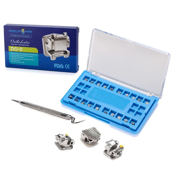 SNAWOP Orthodontic Self-Ligating Brackets 20PCS Dental Metal Braces with Open Tools Slot. MBT 022 3 with Hooks