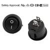 uxcell 10 Pcs Black Round Button SPST On/Off Rocker Switch AC 125V/12A 250VAC/10A