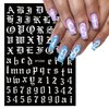 8 Sheets Old English Nail Sticker 3D Self-Adhesive Pegatinas Uñas Old Alphabet Nail Decals Holographic English Font Letters Metallic Gold Silver Black White Alphabet Design Nail Art Supplies for Women