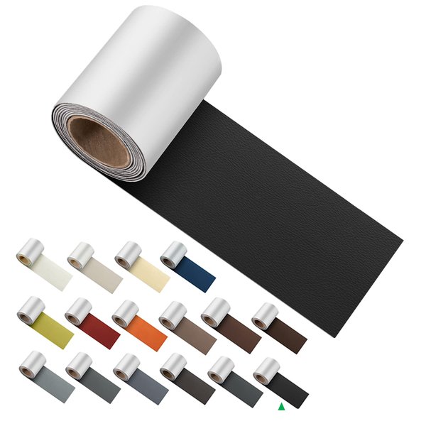 ILOFRI Self Adhesive Leather Repair Patch Tape 3x60 inch, Vinyl and Leather Repair Kit for Couches, Furniture, Car Seat, Boat Seat, Sofa, Vinyl Upholstery, Chair, Interior - Dark Black