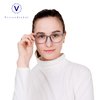 VisionGlobal Blue Light Blocking Glasses for Women/Men, Anti Eyestrain, Computer Reading, TV Glasses, Stylish Square Frame, Anti Glare(Clear Blue,+1.25 Magnification)