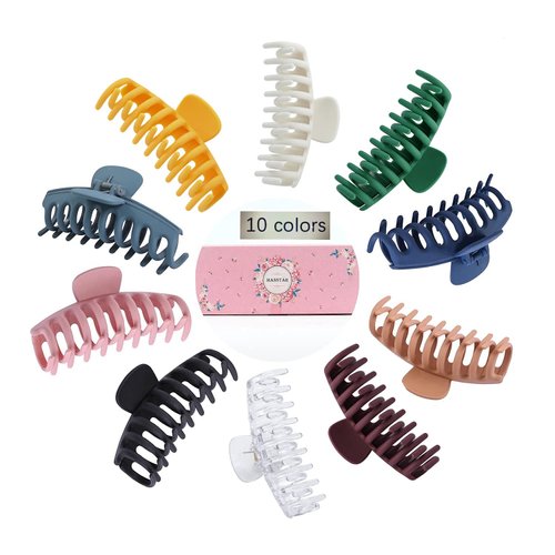 10 Colors 4 Inch Matte Nonslip Hair Claw Clips - Strong Hold Accessories for Thick and Thin Hair, Trendy Jaw Clips for Women