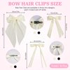 Sekonow 6Pcs Hair Bows for Women, 3 Sizes Hair Bow Clips Hair Ribbon Tassel with Long Tail, Silky Satin Coquette Bows Metal Barrettes Cute Hair Accessories (Black + Beige)