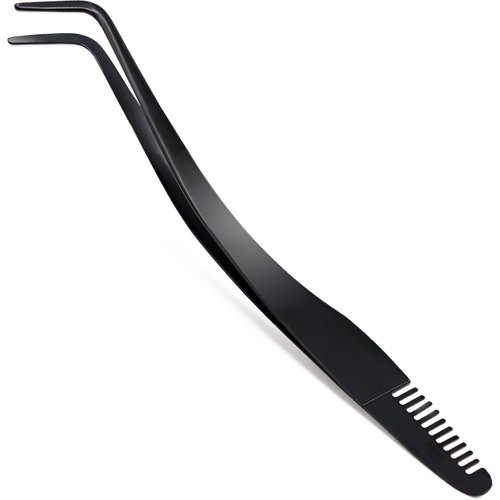 Vznffur Lash Applicator Tool with Comb, Curved Eyelash Tweezers for Lashes Precision Placement and Application, Stainless Steel Eyelash Tool for DIY Eyelash Extensions, Individual Cluster lashes