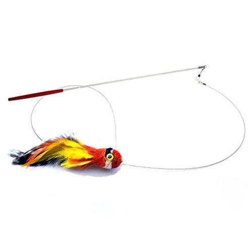 Cat Toy Wand with KatFly® Parrot Teaser - Red