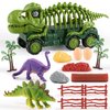 cobefy Dinosaur Fossil Skeleton Transport Truck Toy Playset with Lights & Sounds, Bone Carrier Trailer Vehicle Dino Figures Toy, Ideal Birthday Present for 3 Years Old and Up Boys & Girls