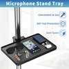 Universal Microphone Stand Tray, Adjustable Mic Stand Tray Clamp On Utility Shelf Stand. Music Stand Tray for Music Sheet, Live Streaming, Karaoke, Recording, Music Stand Accessories (8.7" x 6.5")