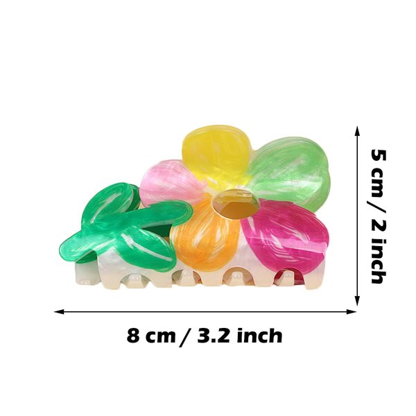 Hat Shape Hair Claw Clip Rainbow Star Non-Slip Hair Accessories 3.2" X 2" for Thin Hair Women Girls, Rainbow