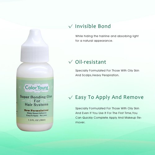 Wig Glue for Front Lace Wig Waterproof Wig Glue Invisible Wig Bonding Glue for Lace Front Wig Toupee 1.3oz