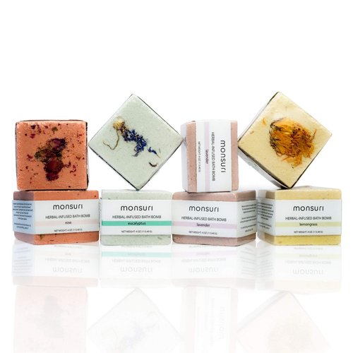 Natural Bath Bombs Gift Set: Lavender, Eucalyptus, Rose & Lemongrass Epsom Salt Bath Bombs with Organic Essential Oils for an Aromatherapy Moisturizing and Nourishing Muscle Recovery Bath Soak