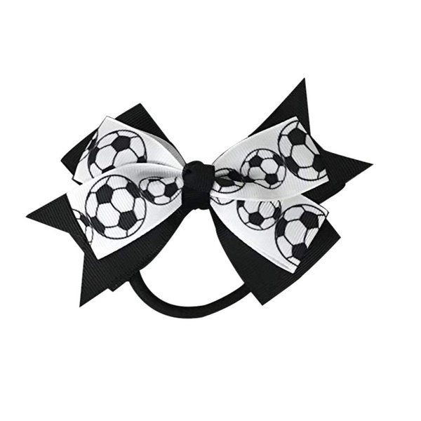 Sportybella - Soccer Hair Accessories, Adorable Black and White Soccer Ball Hair Accessories for Girls - Soccer Hair Bows Gift for Soccer Enthusiasts, Ponytail Holders with Soccer Print Design