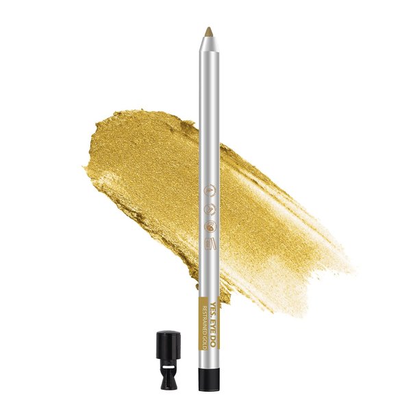 YES.EYE DO Gold Eyeliner Pen, Gel Eyeliner Pencil Waterproof Smudgeproof, Colored Creamy Eye Liner Pen with Built-in Sharpener for Creating Winged Eyeliner Look, Easy to Use, Restrained Gold