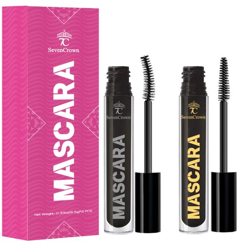 7C SEVENCROWN Mascara Black Waterproof Set | Curling & Volume Vegan & Cruelty-Free | Mascara Makeup Set Holiday Gift for Beauty Lovers