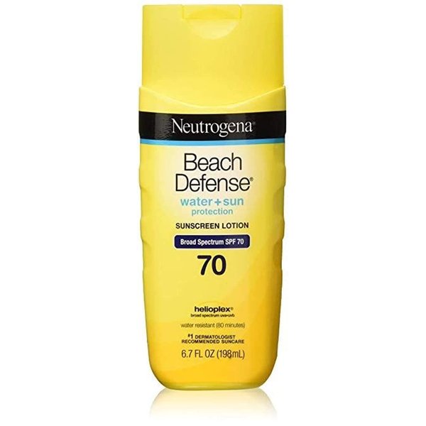 Neutrogena Beach Defense Water Resistant Sunscreen Body Lotion with Broad Spectrum SPF 70 (6.7 oz - 2 Pack)