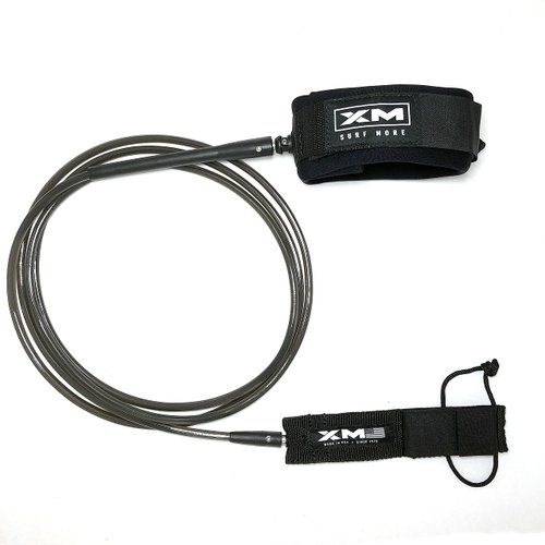 XM SURF MORE Longneck Surfboard Leash 8ft, Regular Cord Thickness (.270 in), Ideal for Longboards, Manuever Without Stepping on Cord, Key Pocket, Unbreakable Swivels, Detachable Railsaver, Made in USA