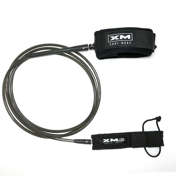 XM SURF MORE Longneck Surfboard Leash 8ft, Regular Cord Thickness (.270 in), Ideal for Longboards, Manuever Without Stepping on Cord, Key Pocket, Unbreakable Swivels, Detachable Railsaver, Made in USA