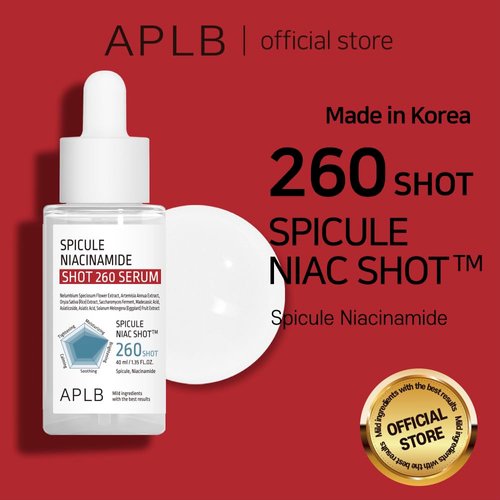 APLB Spicule Niacinamide Shot 260 Serum | SPICULE NIAC SHOT™ 260 1.35 FL.OZ/Korean Skincare, Gentle Exfoliation, Pore Care, Long lasting hydration, Revitalize for gentle and improve skin texture