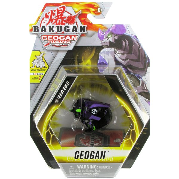 Bakugan Geogan Rising 2021 Darkus Ghost Beast Geogan (Viloch Combiner Part 3 of 7) Collectible Action Figure and Trading Cards