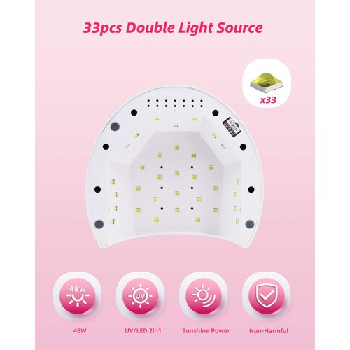 SUNUV UV LED Nail Lamp, 48W, Gel UV Nail Lamp, Gel Nail Light, Nail Dryer for Nails with 4 Timer Setting Sensor for Home Salon