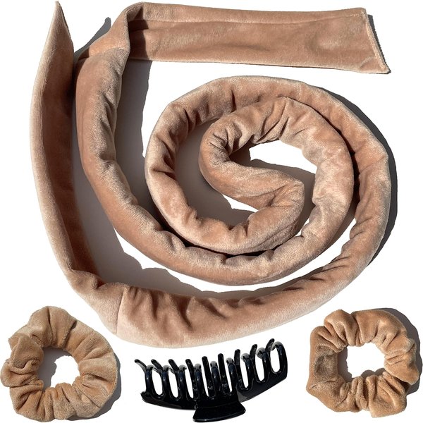 Heatless Hair Curling Rod Headband Dababell No Heat Sleep Overnight Hair curlers For Long Hair Accessory Gift Set(Beige)