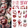 10Sheets 3D Fake Scars Tattoo Temporary Halloween Makeup Kit, Fake Stitchers Tattoos Cut Scary Face Wound Blood Chucky Scars Tatoos For Kids Women Men Boys Girls Zombie Makeup Sticke