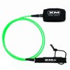 XM SURF MORE Premium Surfboard Leash, 5ft, Made in USA, Ultra Comp Cord Thickness (0.200in Thick), Key Pocket, Unbreakable Swivels, Detachable Railsaver, Lime Leash, Black Strap