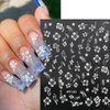 6pcs Camellia Tulip Flower Nail Stickers for Nail Art Black White Flower Nail Decals 3D Bow Nail Stickers for Women Floral Bow Stickers for Nails Camellia Tulip Nail Art Stickers Spring Nail Supplies