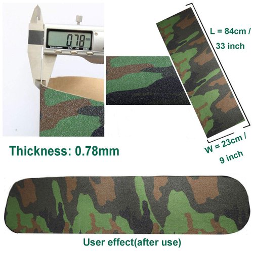 ZUEXT 9" x 33" Camo Skateboard Grip Tape Sheets 2 Pack, Bubble Free Waterproof Green Camouflage Scooter Grip Tape, Longboard Griptape, Sandpaper for Rollerboard Stairs Pedal Wheelchair Steps(84x23cm)
