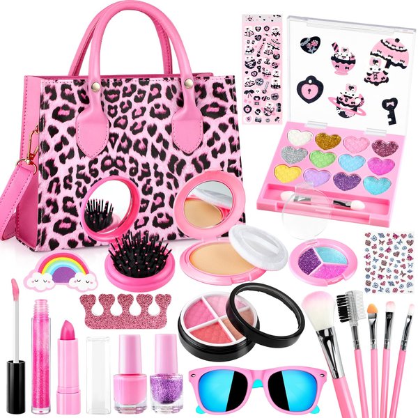 GIFTINBOX Kids Makeup Kit for Girl Toys, Washable Girls Makeup Kit for Kids with Bag, Makeup Sets for Girls Toddler Princess Toys Birthday for Girls Age 3 4 5 6 7 8 9 10 11 12 Year Old