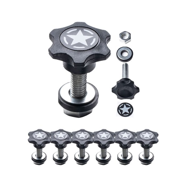 GP Star Thumb Screws, M8 Bolt Set for Easy Jeep Top Removal Lift & Cargo Cover Installation, Compatible with Tie Downs, Jeep Wrangler Accessories for Jeep Wrangler, 6 Packs - GPCA