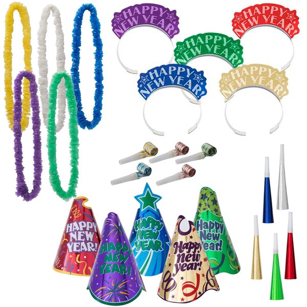 Amscan Let’s Party 2025 Decorations New Year's Eve Party Supplies for 10, Includes Party Hats and Tiaras