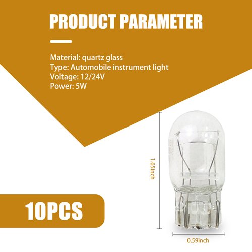 QODOLSI 10 PCS Car T20 Halogen Lamp, 12V 21/5W 1891/7443 Quartz Glass Double Silk Brake Light Reversing Light, Long Life Compact Mini Bulb Daytime Running Light Replacement, Universal for Car (White)